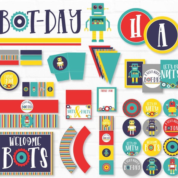 Robot verjaardag afdrukbare Party Kit (Instant Download) door Lindi Haws van Love The Day