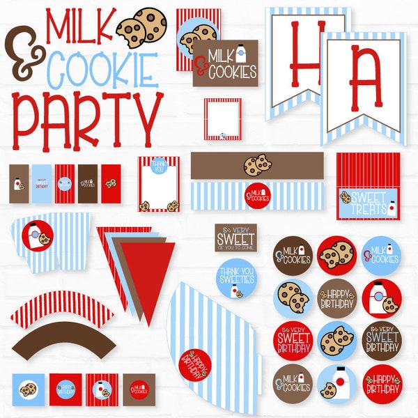 Milk & Cookie Party PRINTABLE (INSTANT DOWNLOAD) by Love The Day