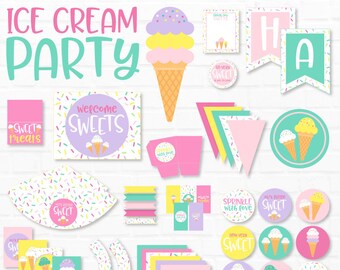 Ice Cream Party PRINTABLES (INSTANT DOWNLOAD) by Lindi Haws of Love The Day