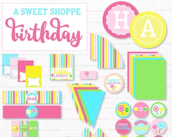 Sweet Shoppe Party PRINTABLES (INSTANT DOWNLOAD) by Love The Day