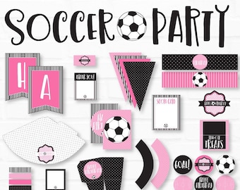 Pink Soccer PRINTABLE Party (INSTANT DOWNLOAD) by Love The Day
