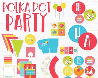 Polka Dot Birthday PARTY Printables by Love The Day