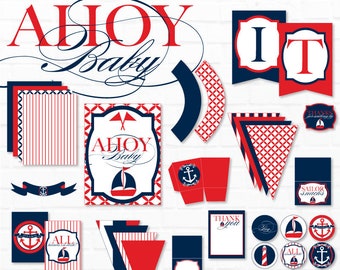 Nautical Baby Shower PRINTABLES (INSTANT DOWNLOAD) by Love the Day