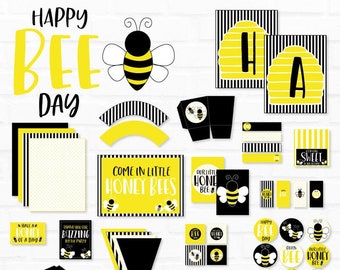 Bee Birthday Party PRINTABLES (INSTANT DOWNLOAD) by Love The Day