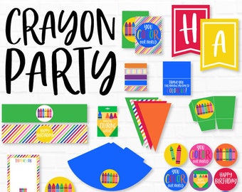 Crayon Party PRINTABLES (INSTANT DOWNLOAD) by Love The Day