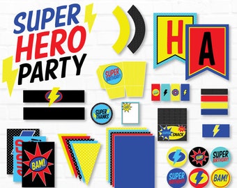 Super Hero Party PRINTABLES (INSTANT DOWNLOAD) by Love The Day