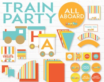 Modern Train Party PRINTABLES (INSTANT DOWNLOAD) by Lindi Haws of Love The Day