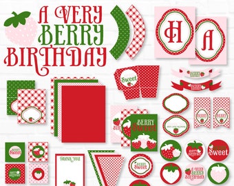 Strawberry Party PRINTABLES (INSTANT DOWNLOAD) by Love The Day