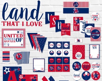 4th of July Party PRINTABLES (INSTANT DOWNLOAD) by Love The Day