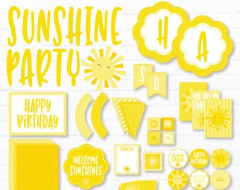 Sunshine Party PRINTABLES (INSTANT DOWNLOAD) by Love The Day