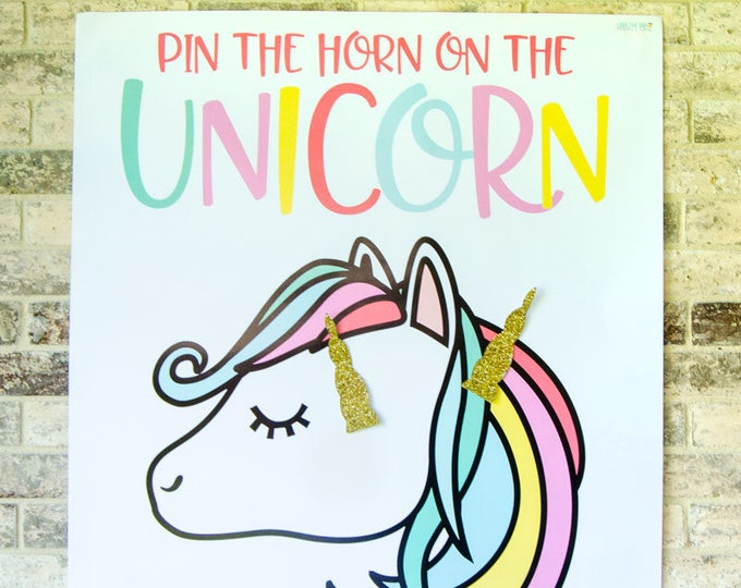 Pin the Horn on the Unicorn Game PRINTABLE INSTANT DOWNLOAD by Lindi ...
