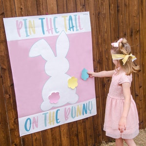 Gioco stampabile di Pasqua Pin The Tail On The Bunny DOWNLOAD IMMEDIATO di Love The Day immagine 1