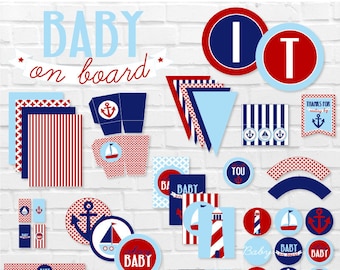 Ahoy Nautical Baby Shower Party PRINTABLES (INSTANT DOWNLOAD) by Love The Day