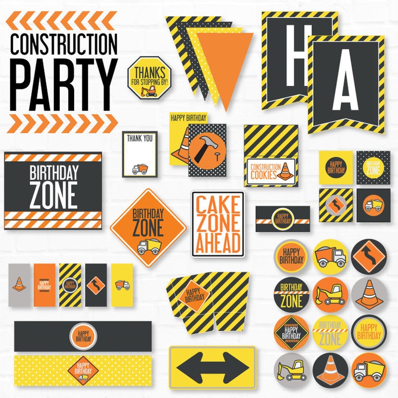 Construction Party PRINTABLES INSTANT DOWNLOAD by Love The Day image 1