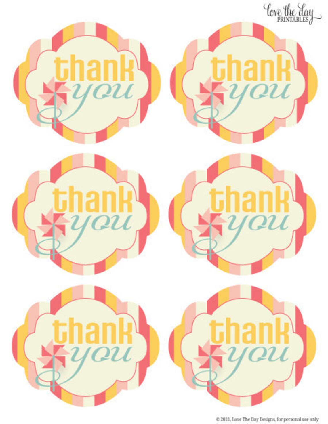 Pinwheel Party PRINTABLE Thank You Tags INSTANT DOWNLOAD - Etsy