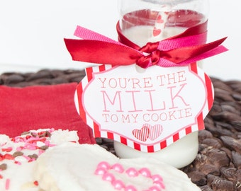 Valentine PRINTABLE 'You're The Milk To My Cookie'  Classroom Tag by Love The Day