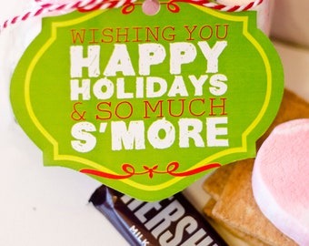 Christmas PRINTABLE 'Wishing You Happy Holidays and so much S'more" Gift Tags (INSTANT DOWNLOAD) by Love The Day