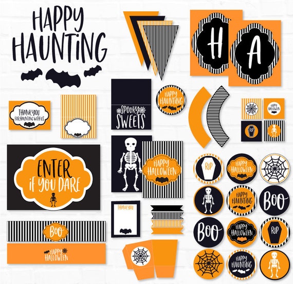 Orange & Black Halloween PRINTABLE Party (INSTANT DOWNLOAD) by Love The Day Il_570xn