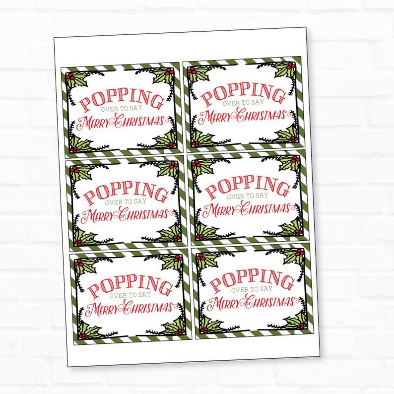 Popping Christmas Neighbor Gift Tags INSTANT DOWNLOAD by Lindi Haws of Love The Day image 1