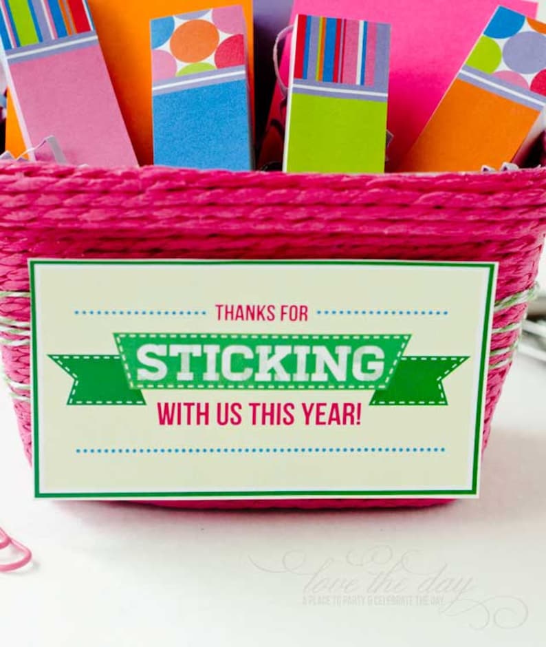 Teacher Appreciation Idea Thanks For Sticking With Us This Year INSTANT DOWNLOAD by Love The Day image 1