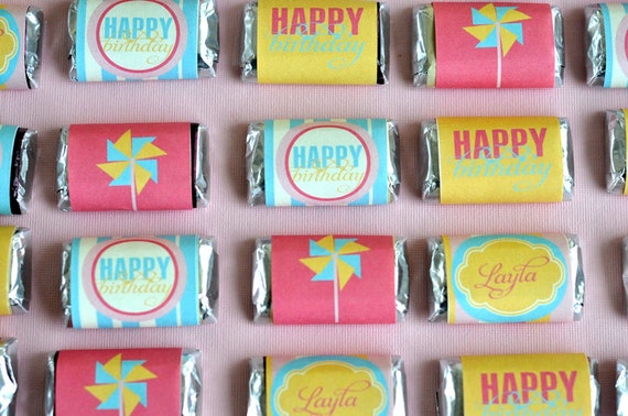 Pinwheel Party PRINTABLE Mini Candy Bar Wrappers (INSTANT DOWNLOAD) from Love The Day Il_570xn