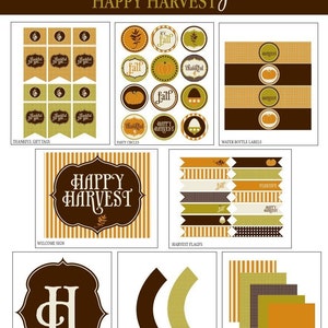 Happy Harvest Thanksgiving PRINTABLE Party INSTANT DOWNLOAD - Etsy