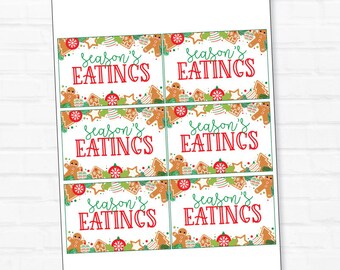 Season's Eatings Printable Holiday Gift Tags (INSTANT DOWNLOAD