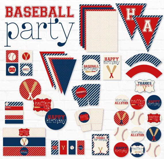 Baseball Party PRINTABLES (INSTANT DOWNLOAD) by Lindi Haws of Love The Day Il_570xn
