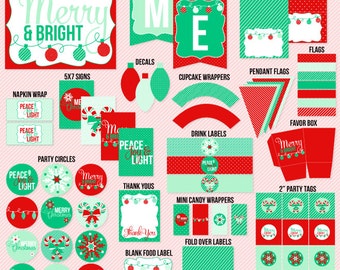 Christmas PRINTABLE Party Merry & Bright Mint Collection from Love The Day