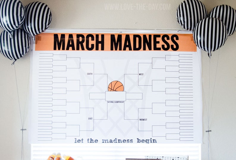 Large 2023 March Madness Bracket Basketball PRINTABLE by Love Etsy