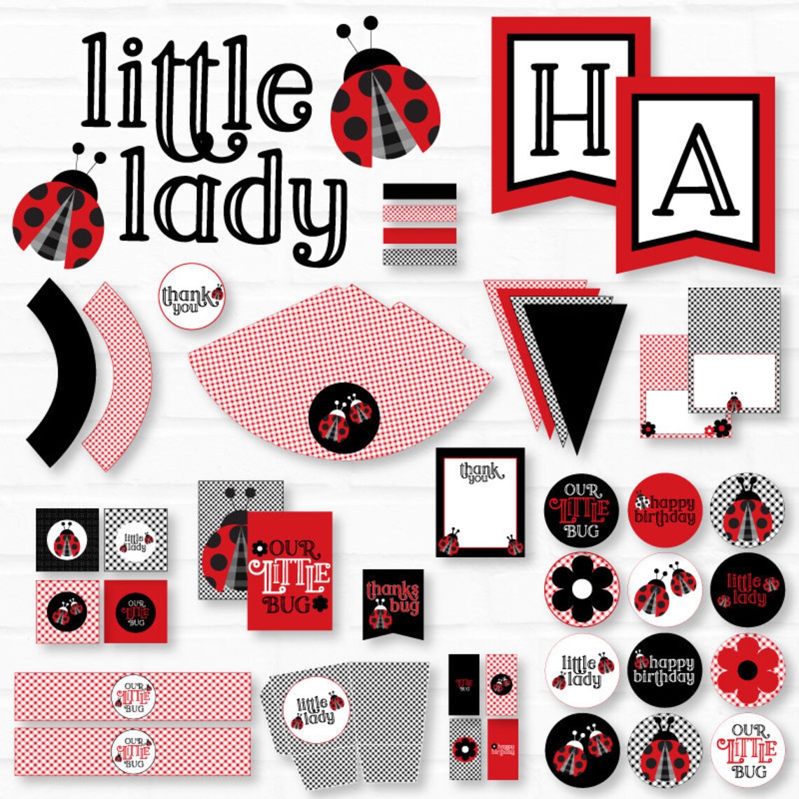 Ladybug Party PRINTABLE INSTANT DOWNLOAD Birthday by Love - Etsy