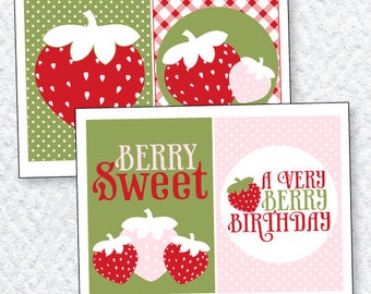 Strawberry Party PRINTABLE 5x7' Party Signs (INSTANT DOWNLOAD) by Love The Day