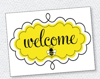 Bee Party PRINTABLES Welcome Sign (INSTANT DOWNLOAD) from Love The Day