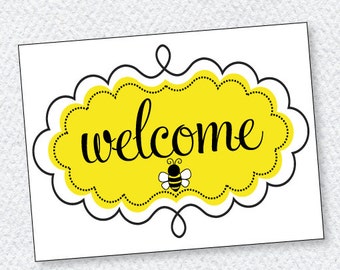 Bee Party PRINTABLES Signo de bienvenida (DESCARGA INSTANTÁNEA) de Love The Day