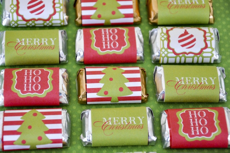 Traditional Christmas PRINTABLE Party Candy Bar Wrappers  Etsy