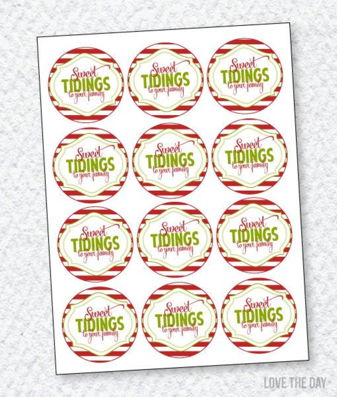 Christmas PRINTABLE Neighbor Gift Tag 'sweet Tidings to Your Family' by ...