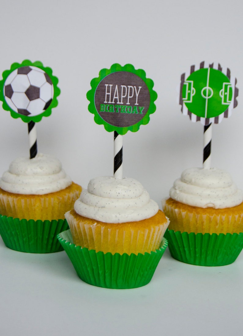 Soccer PRINTABLE Party Cupcake Toppers INSTANT DOWNLOAD By Etsy