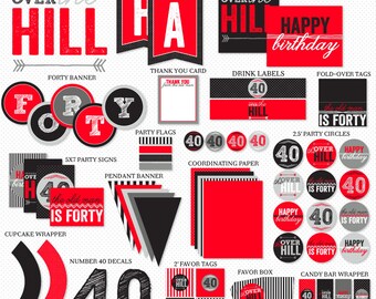 Over The Hill 40th Birthday Party PRINTABLE (INSTANT DOWNLOAD) by Love The Day