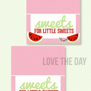 Red Watermelon Party PRINTABLE Fold Over Labels by Love The Day image 2