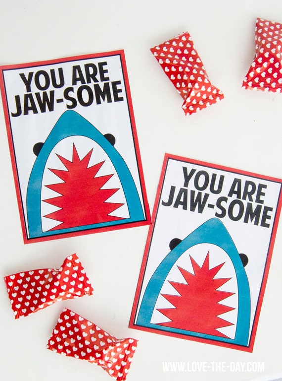 You Are JAWSOME Valentine Printable (INSTANT DOWNLOAD) Il_570xn