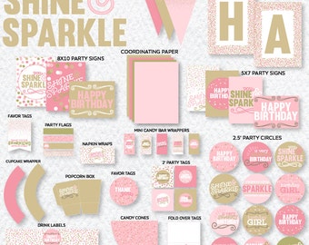 Shine & Sparkle Pink and Gold Party PRINTBALES (INSTANT DOWNLOAD) by Love The Day