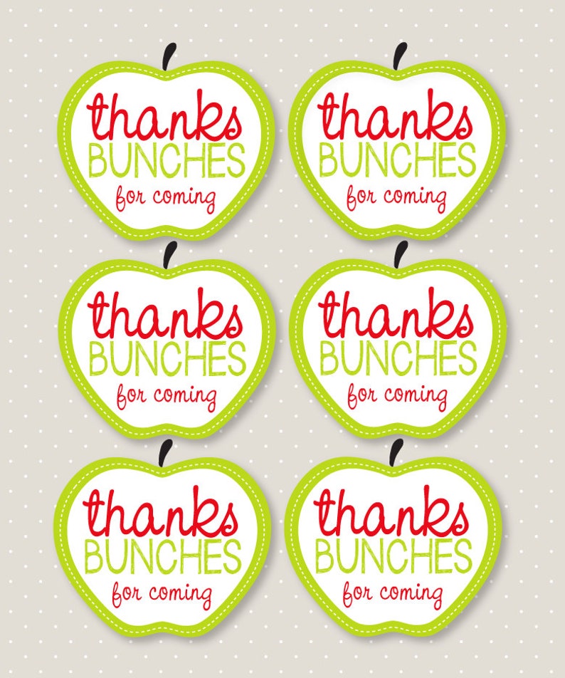 Apple Party PRINTABLE Birthday Favor Tag by Love The Day image 1