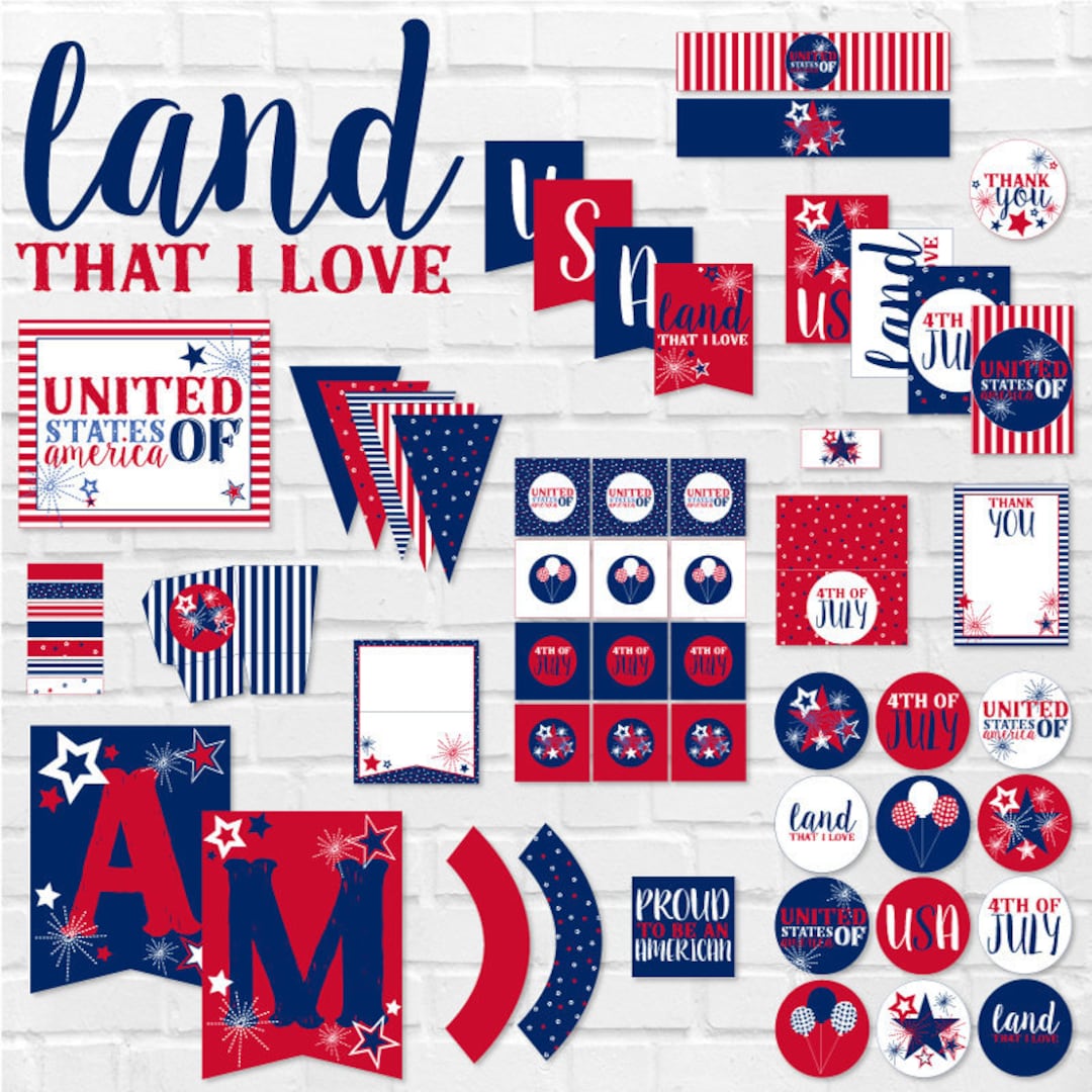 4th of July Party PRINTABLES INSTANT DOWNLOAD by Love the Day - Etsy