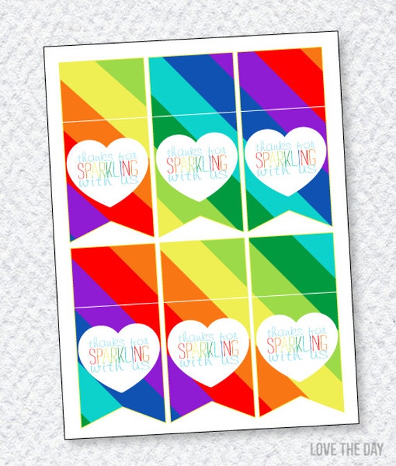 Rainbow Party PRINTABLE Favor Tags INSTANT DOWNLOAD From | Etsy