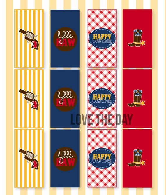 Gingham Cowboy Party PRINTABLE Mini Candy Bar Wrappers (INSTANT DOWNLOAD) by Love The Day Il_570xn