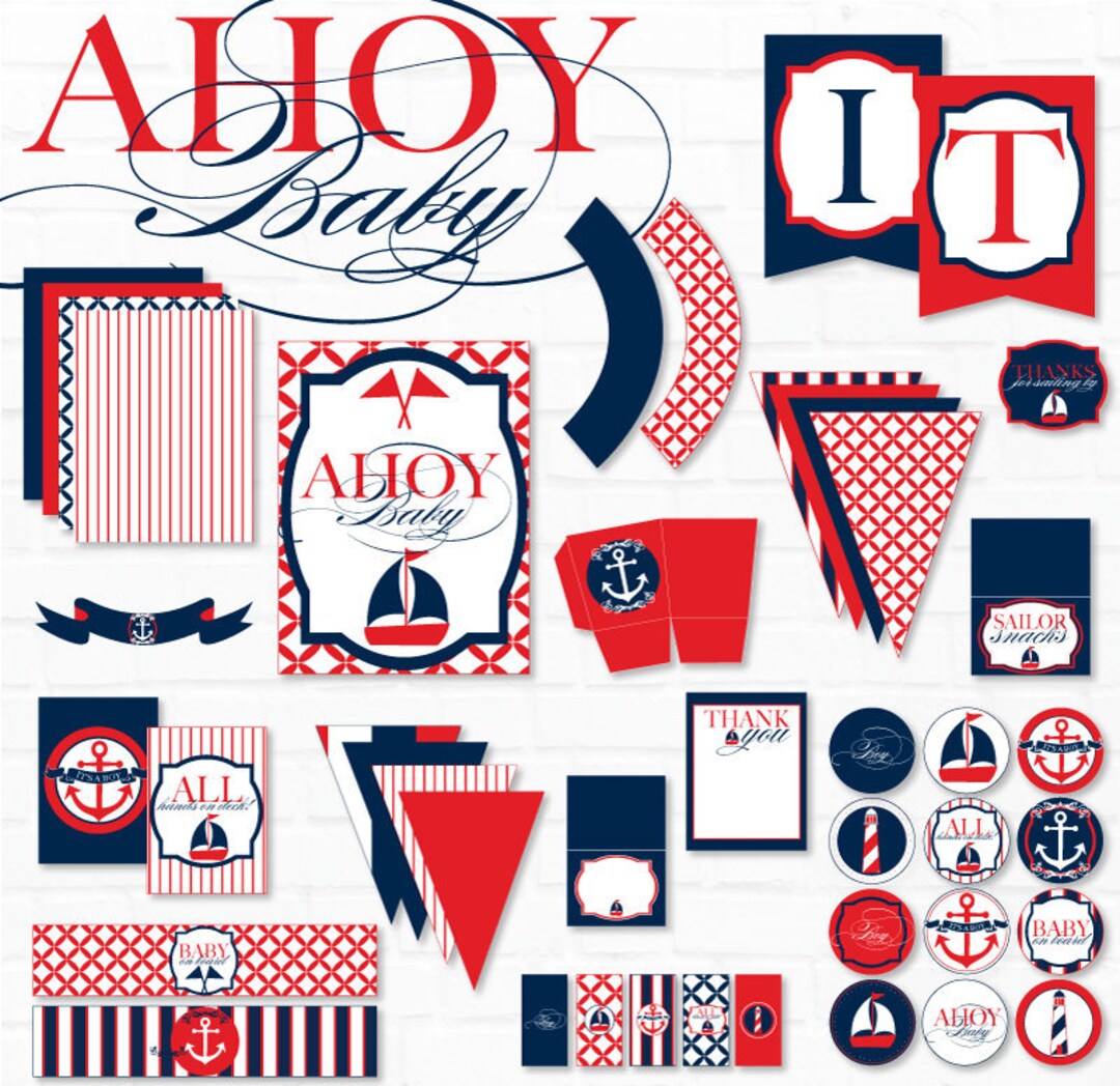 Nautical Baby Shower PRINTABLES (INSTANT DOWNLOAD) by Love the Day - Etsy