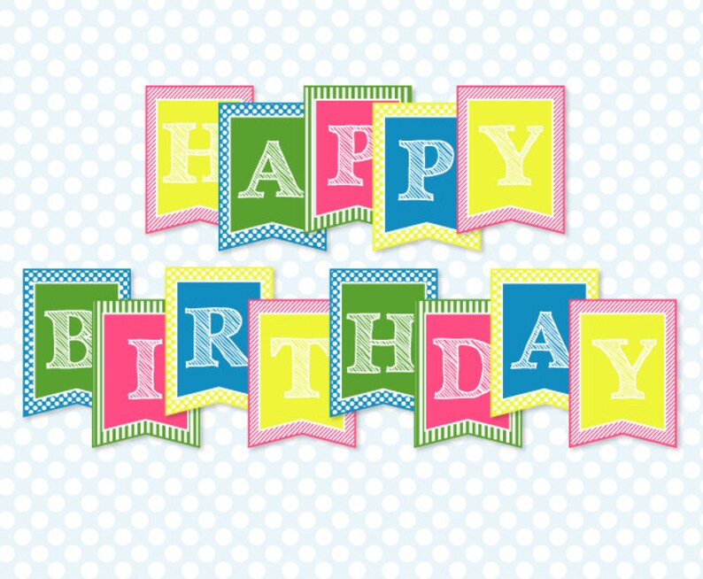 ABC Party PRINTABLE Happy Birthday Banner from Love The Day | Etsy