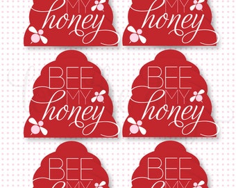 Valentine PRINTABLE Gift Tag 'Be My Honey' INSTANT DOWNLOAD by Love The Day