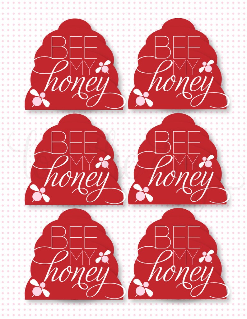 Valentine PRINTABLE Gift Tag 'be My Honey' INSTANT - Etsy