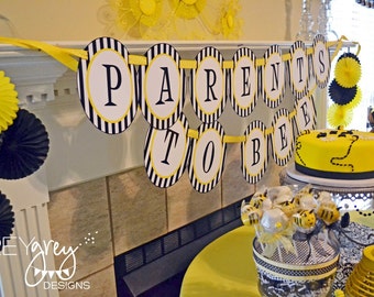 Baby Bee Shower PRINTABLE "Parents To Bee" Banner (INSTANT DOWNLOAD) from Love The Day